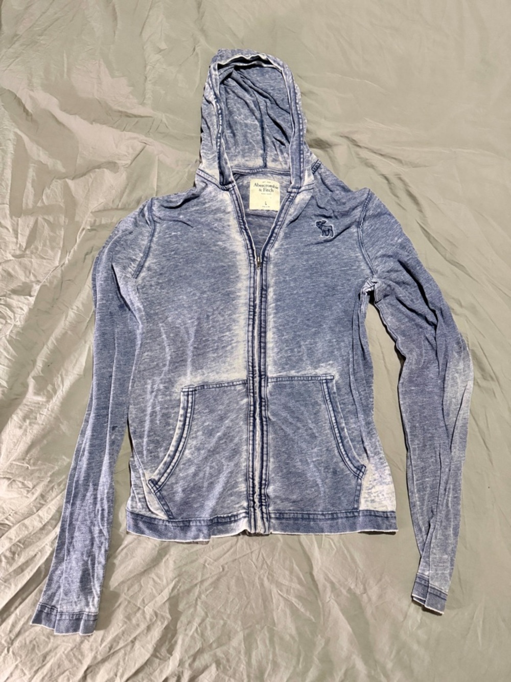 Abercrombie & Fitch Light Blue Washed Zip Hoodie